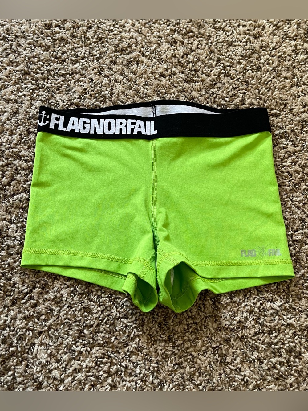 Flag Nor Fail Women's Lime Green Athletic Mini Booty Shorts Size S Weightlifting